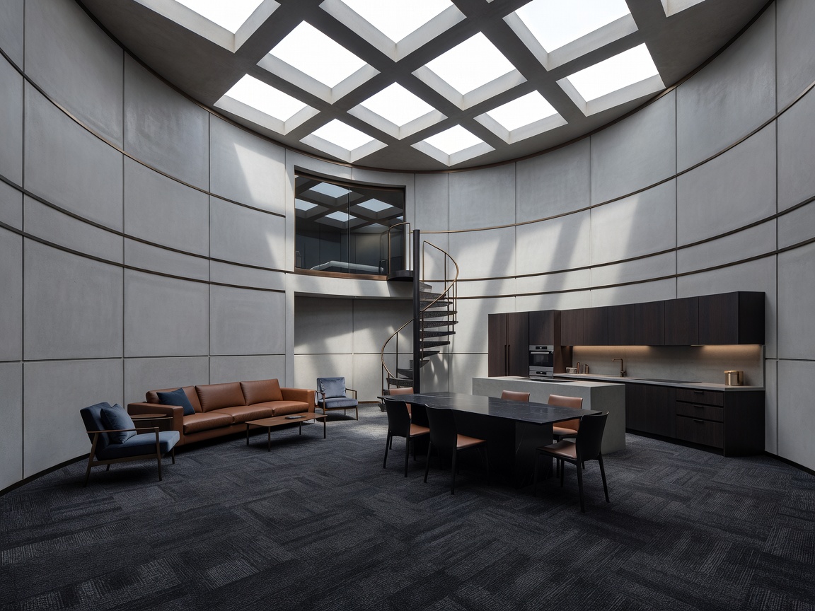 Luxury interior of a converted bunker with artificial daylight panels